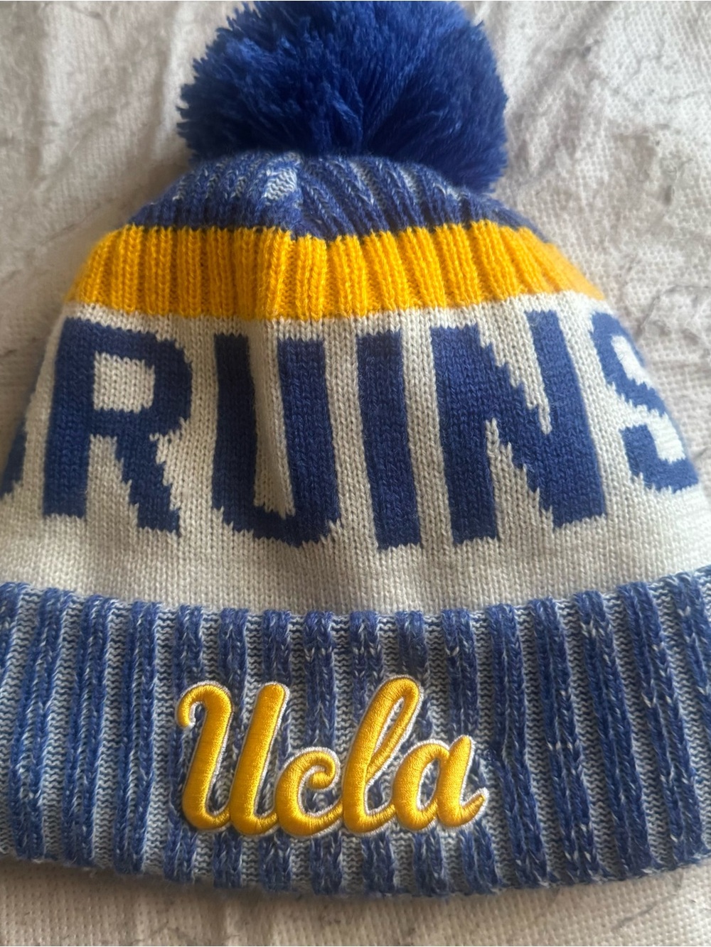 UCLA Bruins Knit Beanie Hat Blue White Yellow Size 8 Unisex Adult